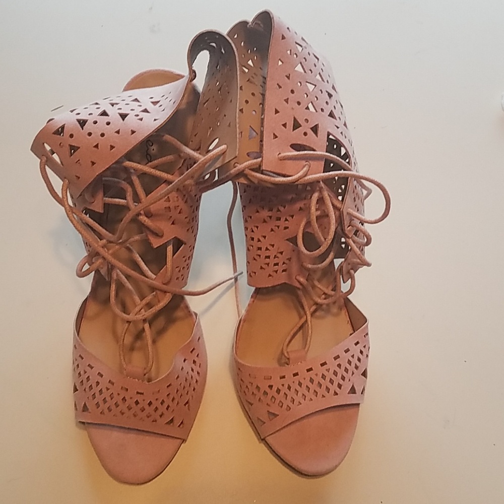 qupid lace up heels